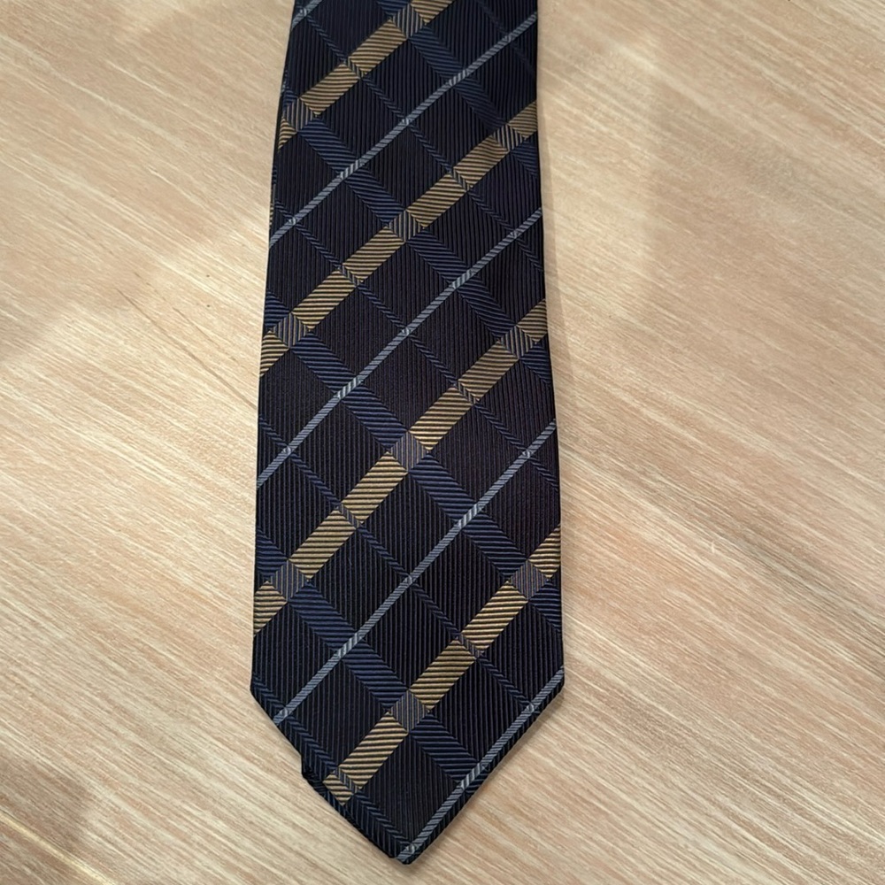 Burberry blue and beige check silk tie, excellent condition